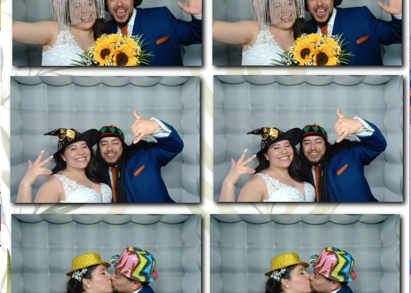 Tira de fotos y recuerdos de cabina fotográfica en un matrimonio